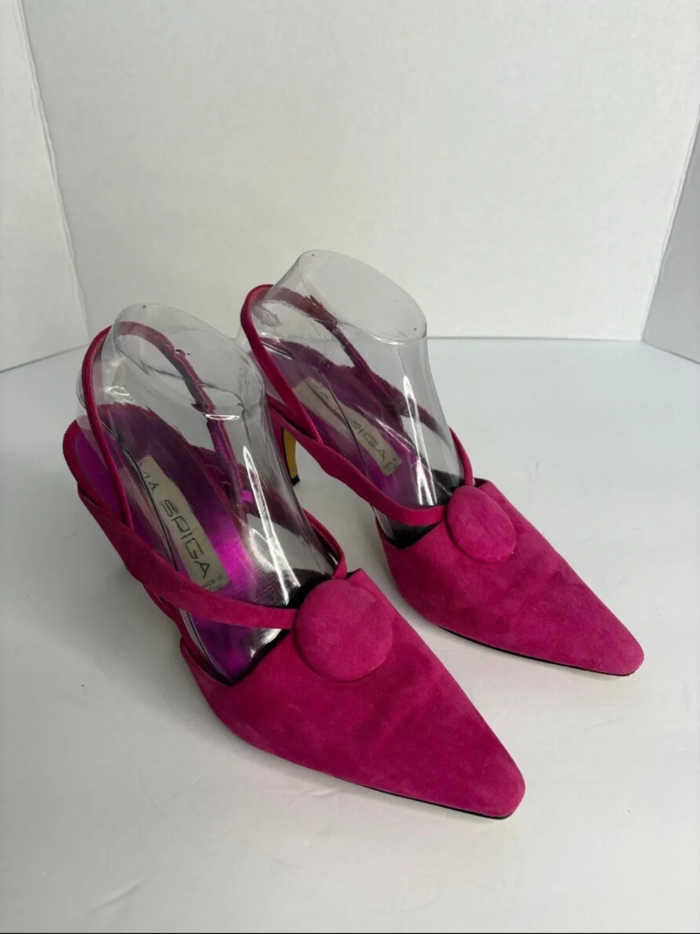 Via Spiga Women’s Fuchsia Suede Pointed-Toe Slingback Heels
